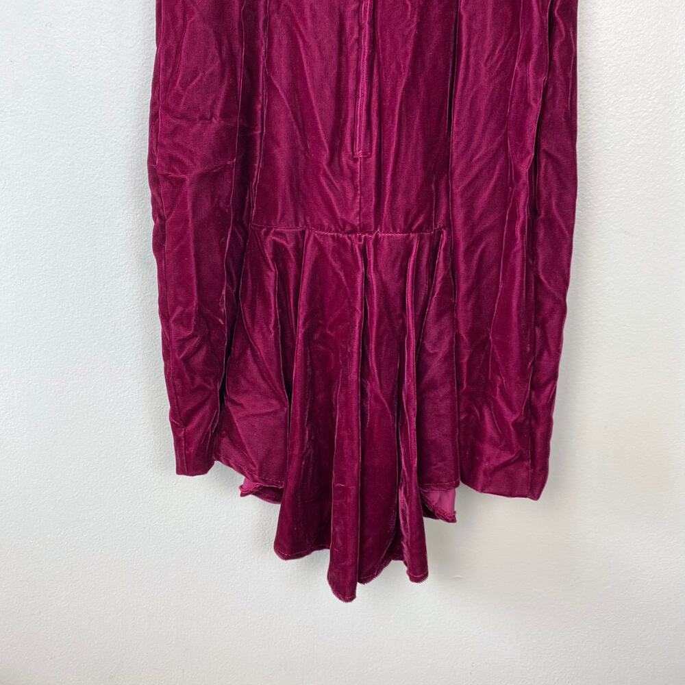 Vintage 90s Velvet Dress Steppin' Out Mini Burgundy Wine Whimsygoth Party Size 5 - Picture 6 of 7